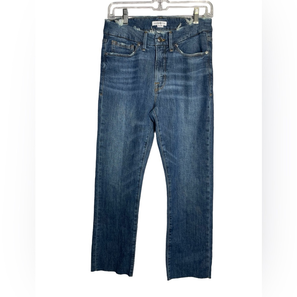 Good American Blue Straight Leg Jeans